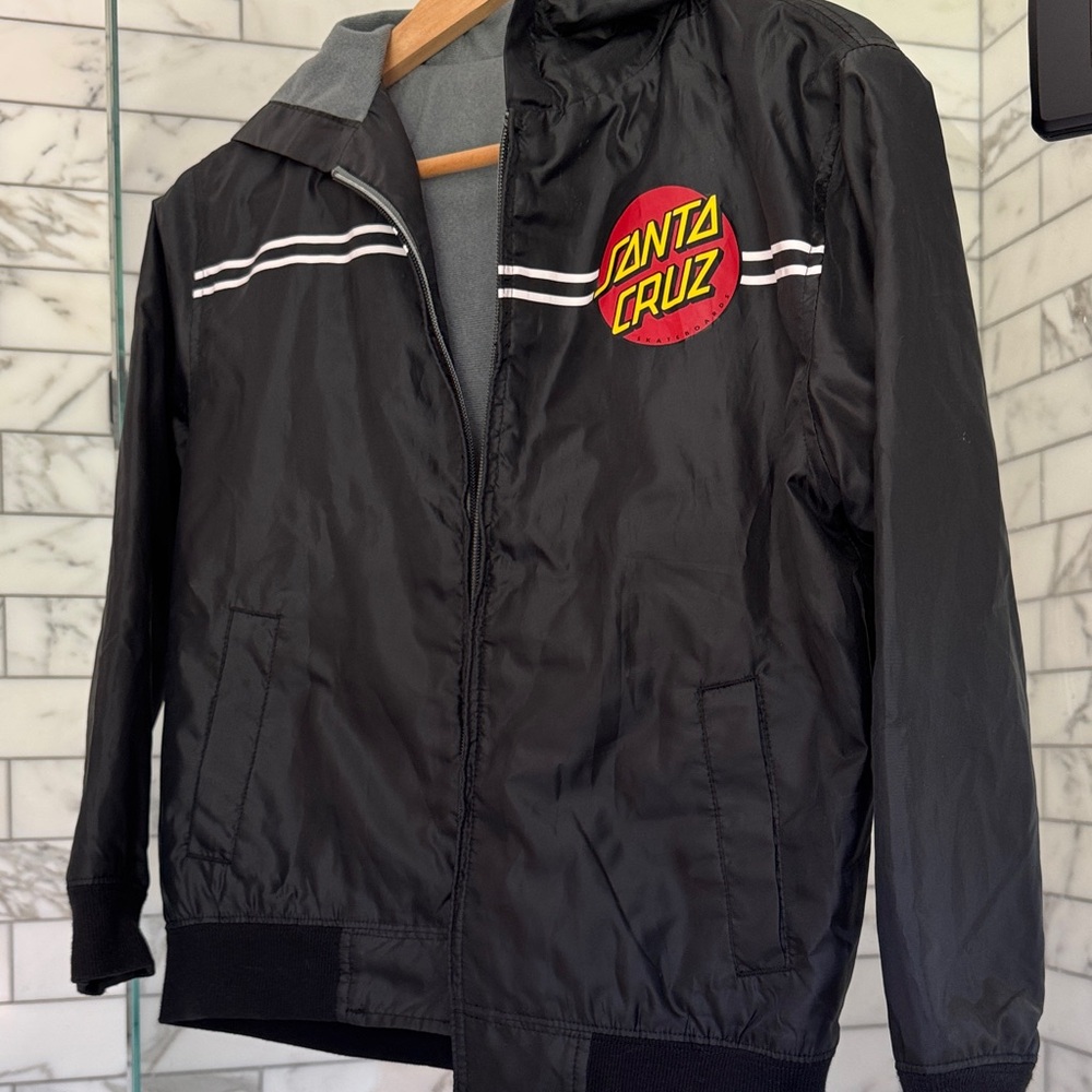 Santa Cruz Skateboards Black and Gray Windbreaker